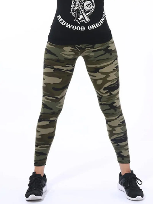 Aurora – lässige camouflage-leggings mit hoher taille